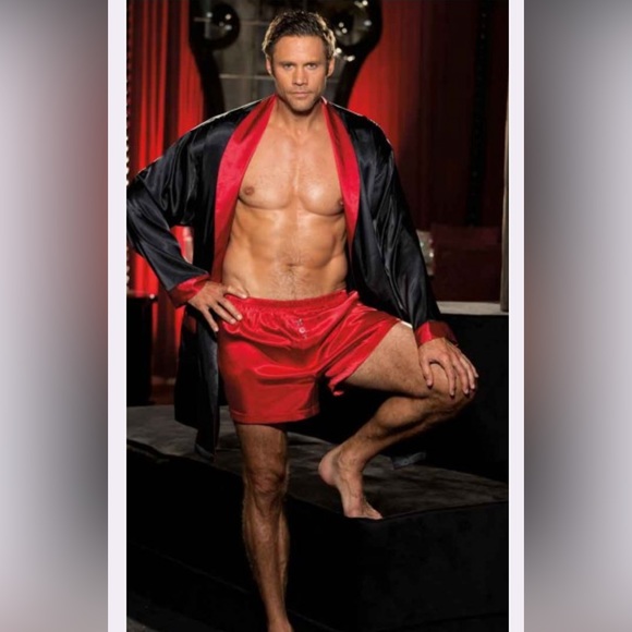 ELEGANT TWO-TONE CHARMEUSE UNI-SEX ROBE by SWEET DREAMS - Picture 1 of 7